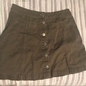 Olive Green Button Down Skirt